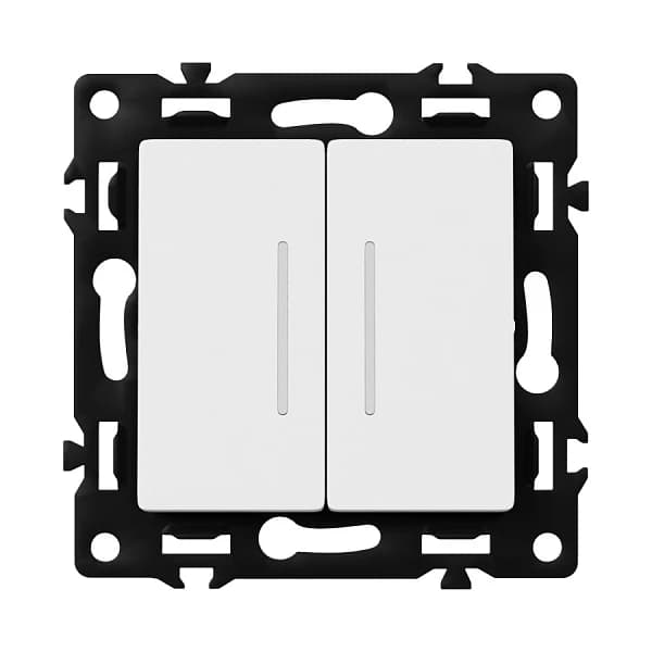 Двухклавишный выключатель с LED-подсветкой F55 White