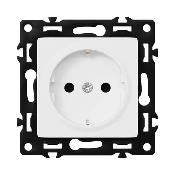 Розетка одинарная с заземлением с защитными шторками F55 White